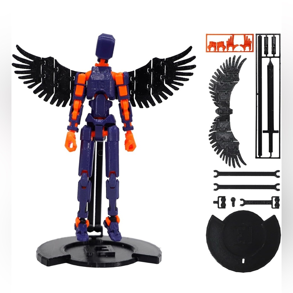 T13 Action Figure with Wings and Holder -Assembly Completed Blue/Orange